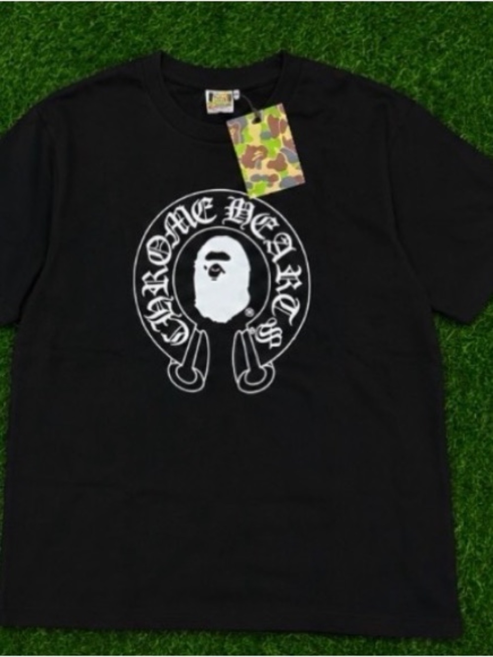 Black Graphic Tee with White Ape Logo